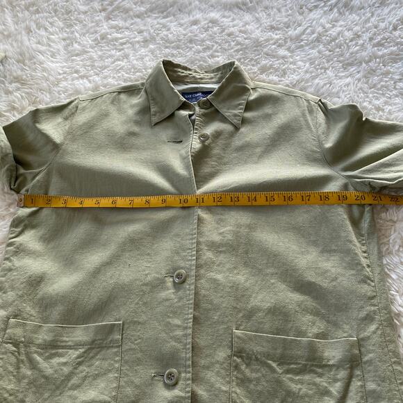 Liz Claiborne LizSport Collared Jacket Sage Green Linen Blend Size 4 - Picture 5 of 8